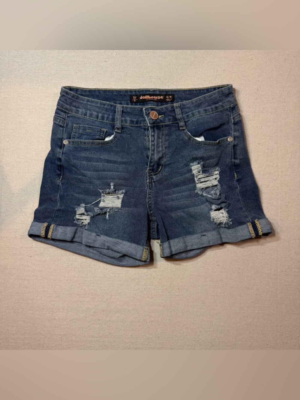 Dollhouse Distressed Denim Shorts Size 5/6 Y2K Style